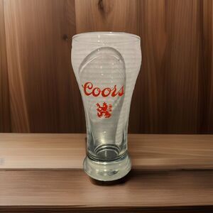 Vintage 1970’s Coors Beer Red Griffin Lion Logo Footed Sham Shape Drinking Glass